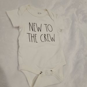 Rae Dunn New to the Crew baby onesie